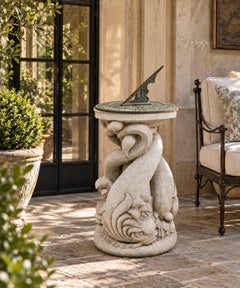 Late 20th Century Neoclassical Cast Concrete Triple Dolphin Pedestal