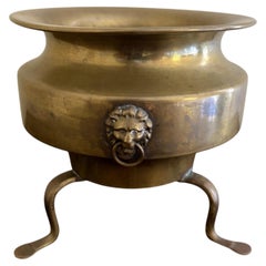Mid-20th Century Neoclassical Brass Cachepot with Lion Mask Ring Handles