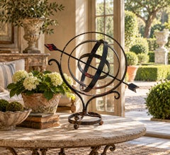 Late 20th Century Weathered Iron Garden Armillary Sphere