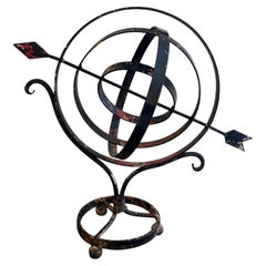 Late 20th Century Weathered Iron Garden Armillary Sphere