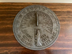 Vintage English Country Iron Verdigris Garden Sundial "Grow Old Along With Me"