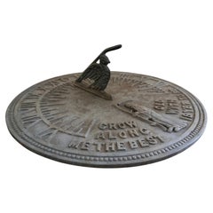 Vintage English Country Iron Verdigris Garden Sundial "Grow Old Along With Me"