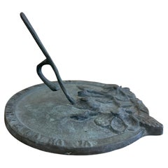 Vintage English Country Cast Iron Verdigris Garden Sundial