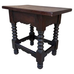 Late 20th Century Jacobean Walnut Side Table with Spool-Turned Legs