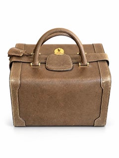 Vintage Gucci Grained Leather Train Case with Brass Lock, 1970s