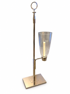 Tommi Parzinger for Dorlyn Silversmiths Silvered Hurricane Candle Stand, c. 1950