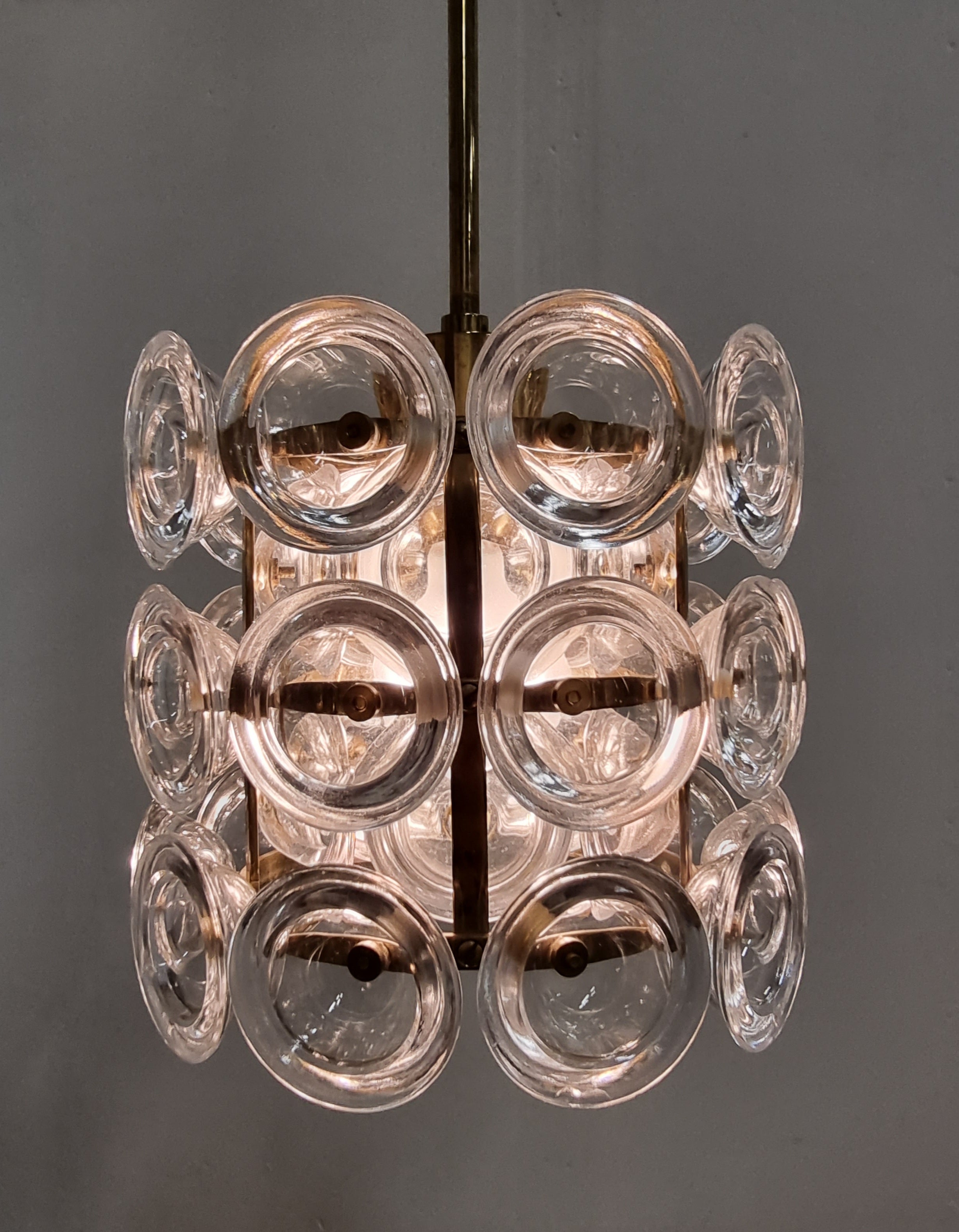 Carl Fagerlund, Glass & Brass Pendant, Fagerhult/Orrefors, Scandinavian Modern