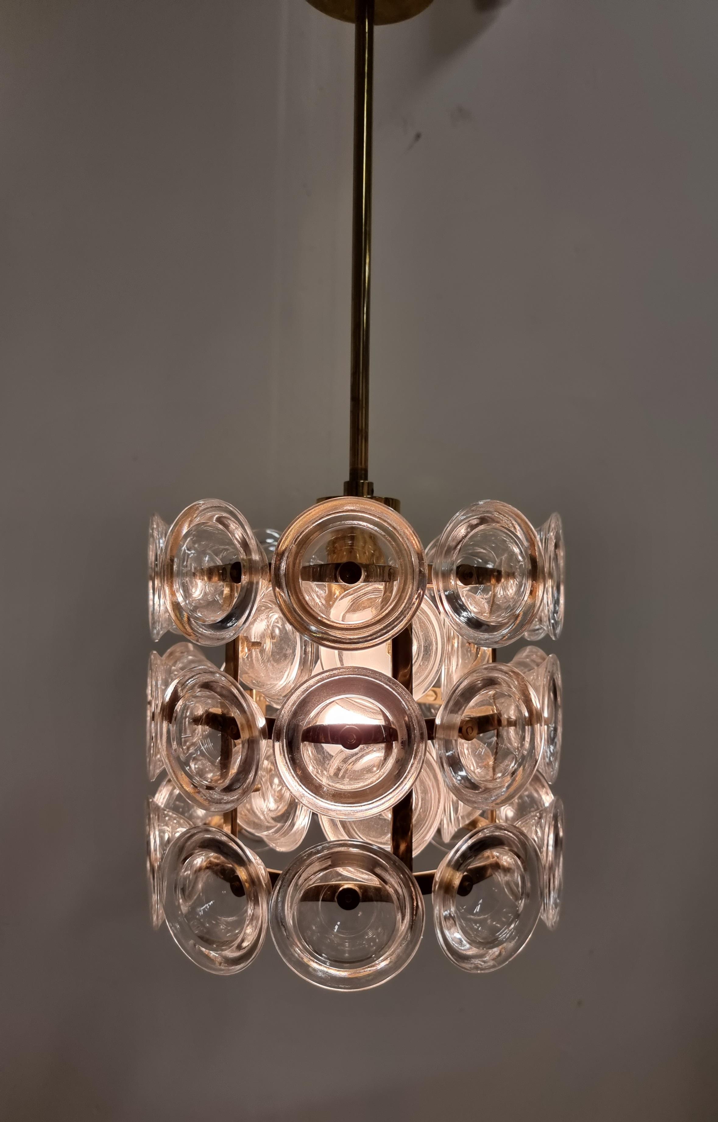 Carl Fagerlund, Glass & Brass Pendant, Fagerhult/Orrefors, Scandinavian Modern 7