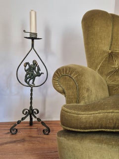 A floor candelabra in wrought iron, decor of goddess Diana, Swedish Grace.