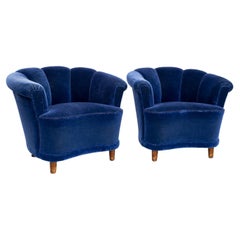 Poltrone lounge moderne svedesi, a forma di conchiglia, design scandinavo degli anni ’40