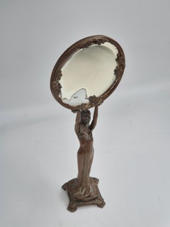 Art Nouveau / Jugend Vanity Mirror in bronze, Europe early 1900s.