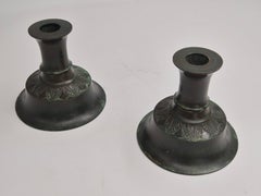 Just Andersen, a pair of candle holders in Disko Metal, Danish Grace