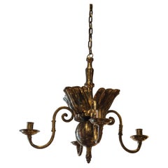 Classic Baroque style solid brass chandelier by Lars Holmström, Swedish 1940s.