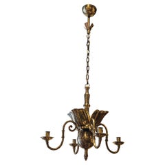Classic Baroque style solid brass chandelier by Lars Holmström, Swedish 1940s.