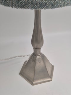 Just Andersen, table lamp in pewter with decor of leaves, Danish Grace 1920/30s.
