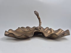 Leaf-shaped bowl in solid brass, France early 1900s. Whimsical Art Nouveau style