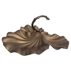 Leaf-shaped bowl in solid brass, France early 1900s. Whimsical Art Nouveau style