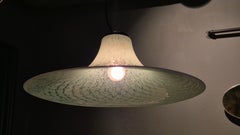 Murano pendant, solid glass in white and light blue, Italy 1970/80s. -Rewired.