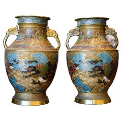 Pair of Two Chinese Champlevé Urns
