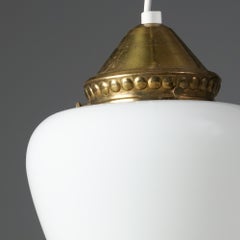 Scandinavian Modern Glass and Brass Pendant, Finland, Early 20th Century