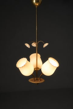 Scandinavian Modern Brass and Glass Pendant, Stockmann-Orno, 1950s