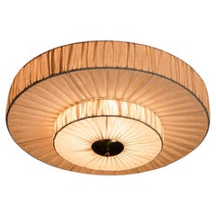 Large Dual-layered Scandinavian Modern Linen Flush Mount, Finland, 1960s