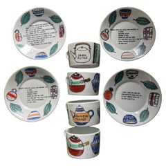 Fornasetti Eight Piece Hand Painted Tea Set from “Arte di Bere” Series