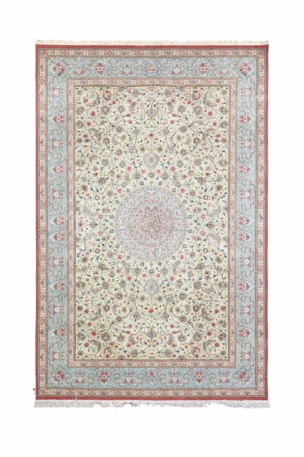 Sehr feiner persischer Seidenteppich aus Qum