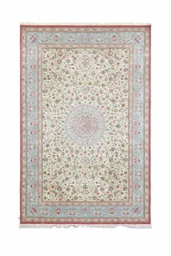 Sehr feiner persischer Seidenteppich aus Qum