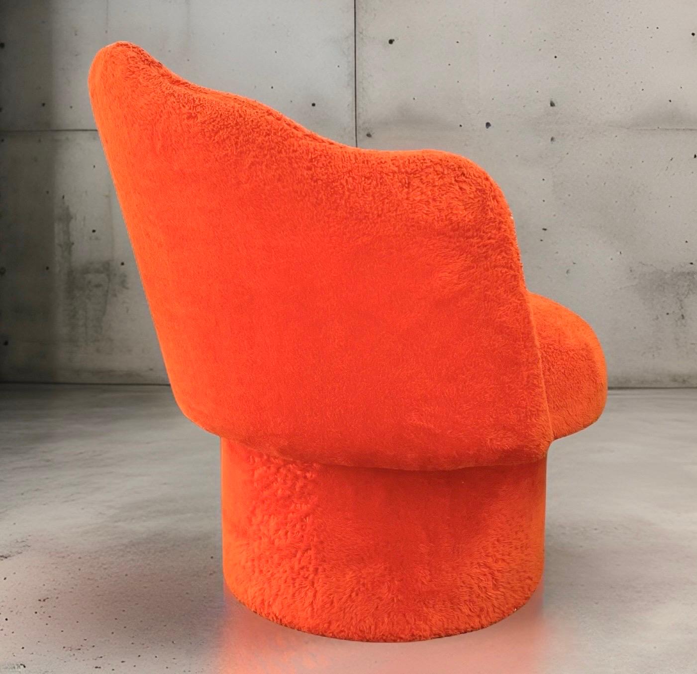 Mid-Century Modern 1960s Mid Century Orange Swivel Barrel Chair in the Style of Adrian Pearsall For Sale