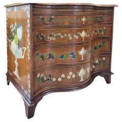 Late 18th to Early 19th Century Hand-Painted Serpentine Commode/Chest of Drawers