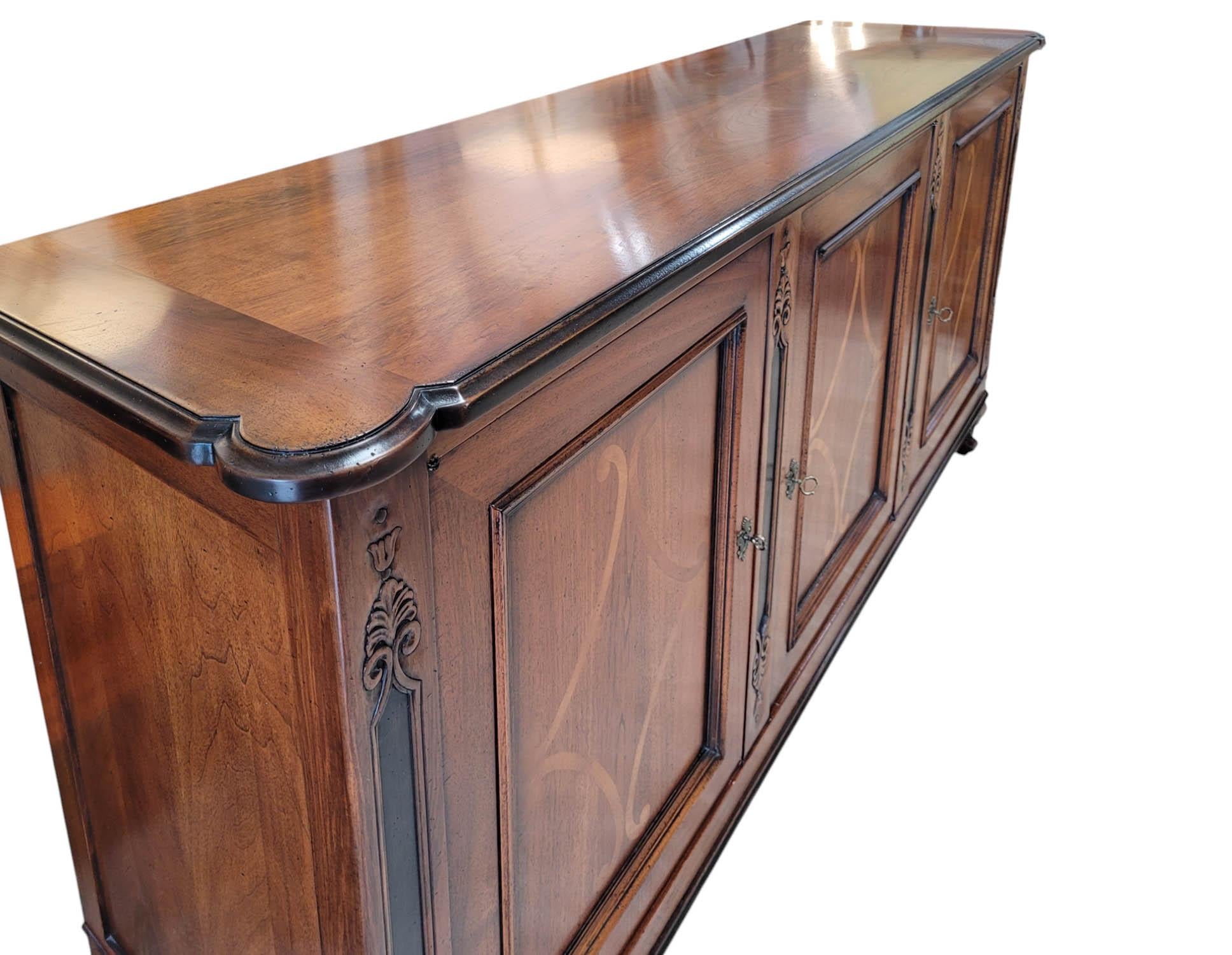Walnut Italian Handcrafted Inlaid Sideboard by Giorgio Piotto For Sale