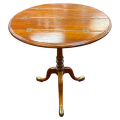 Theodore Alaxander Regency Style Pedestal Table with Brass Inlay