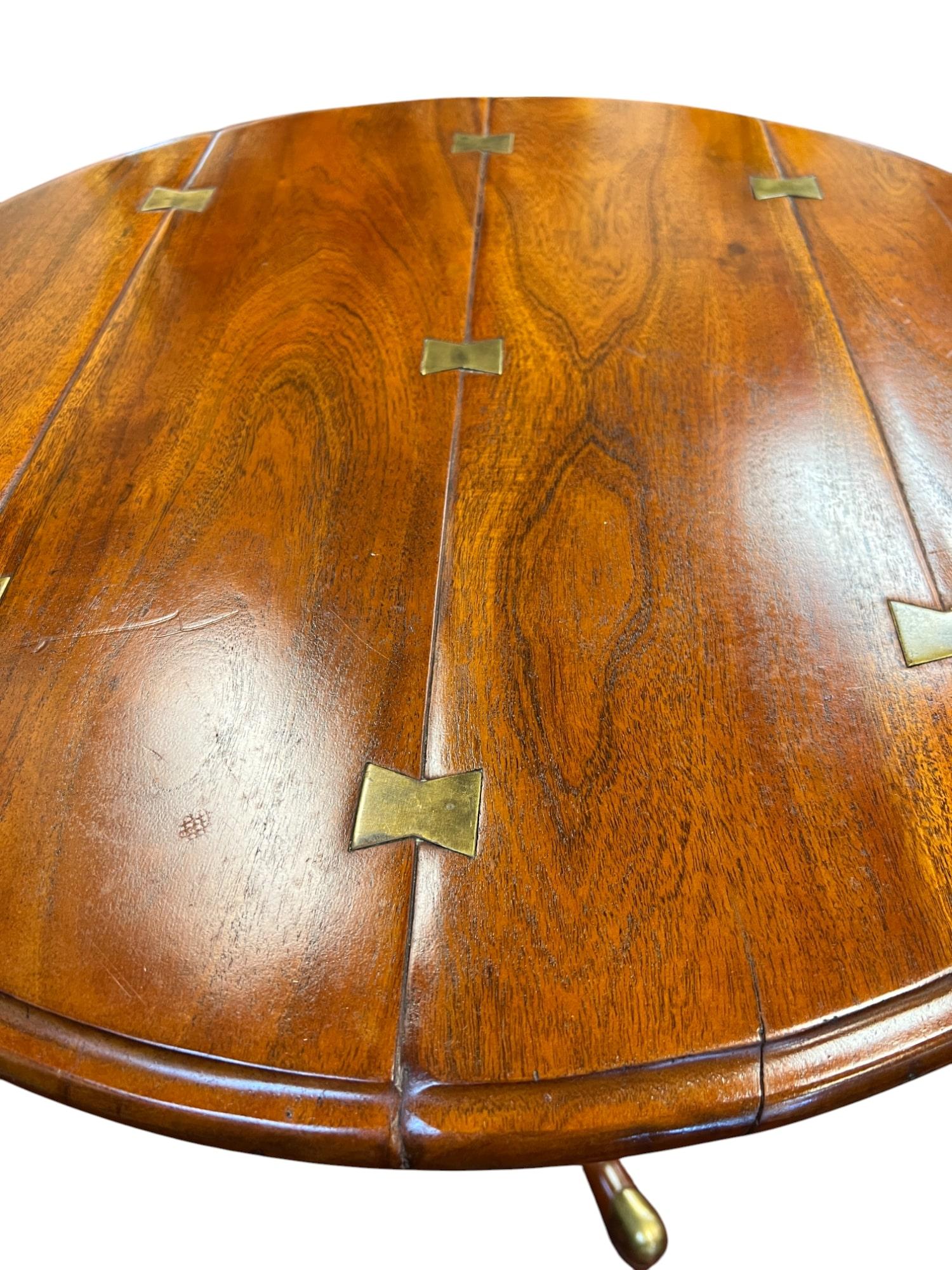 Theodore Alaxander Regency Style Pedestal Table with Brass Inlay For Sale 1