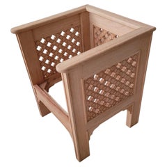 Unfinished Architectural Quatrefoil Lattice Armchair