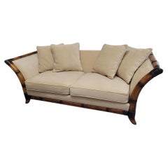Postmodern Flared Arm Tuxedo Sofa in Textured Velvet