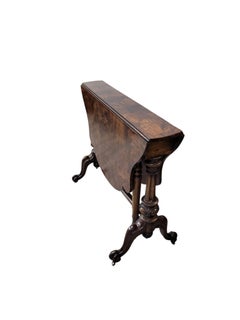19th Century Victorian Burr Walnut Sutherland Drop-Leaf Table