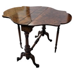 19th Century Victorian Burr Walnut Sutherland Drop-Leaf Table