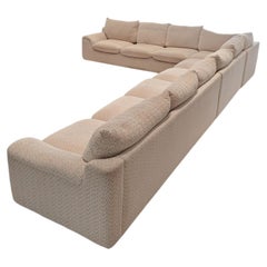 Canapé modulable postmoderne monumental en trois éléments, en jacquard de chenille, 9 places