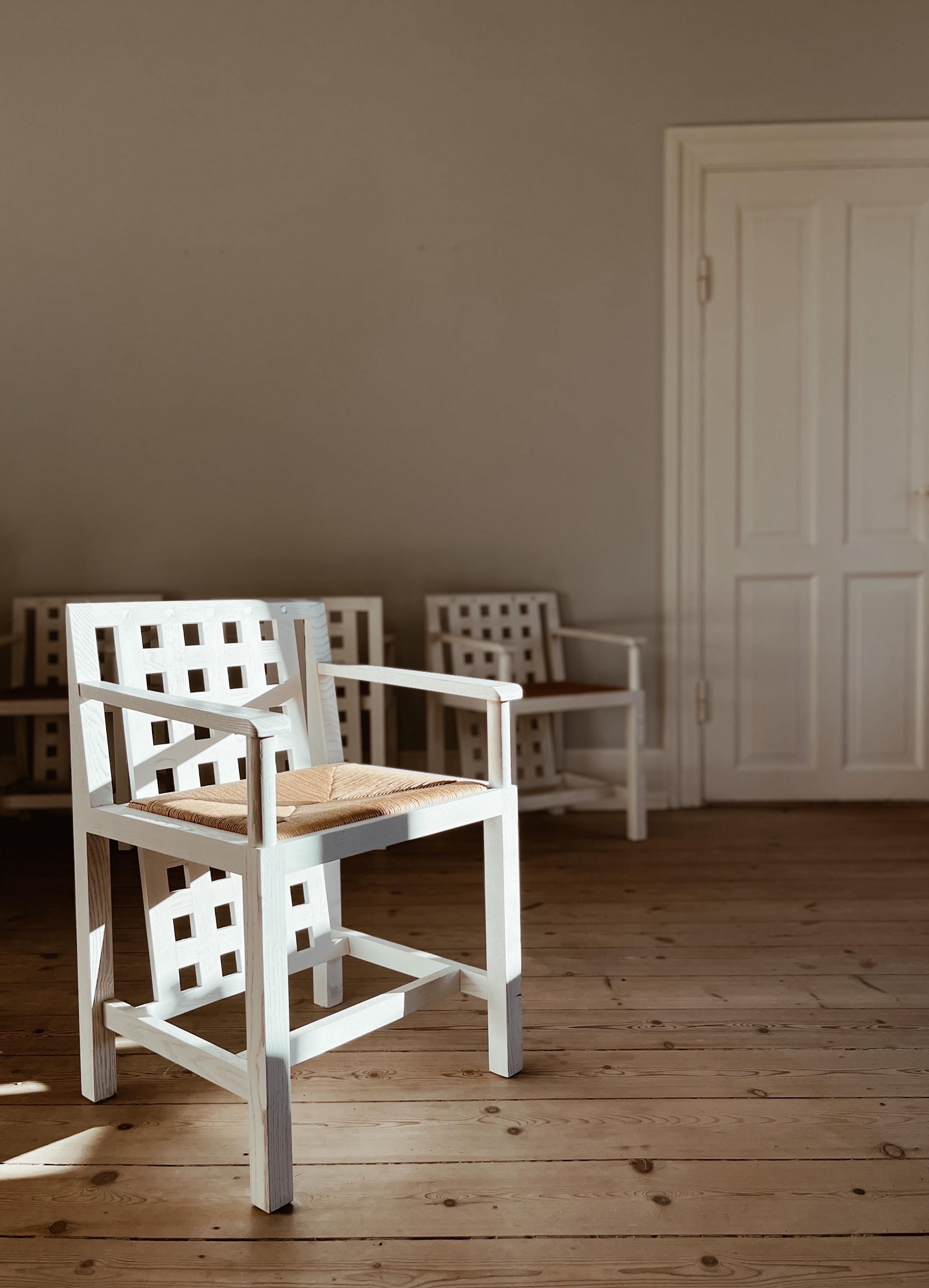 Italian Charles Rennie Macintosh chairs in ash and straw 2