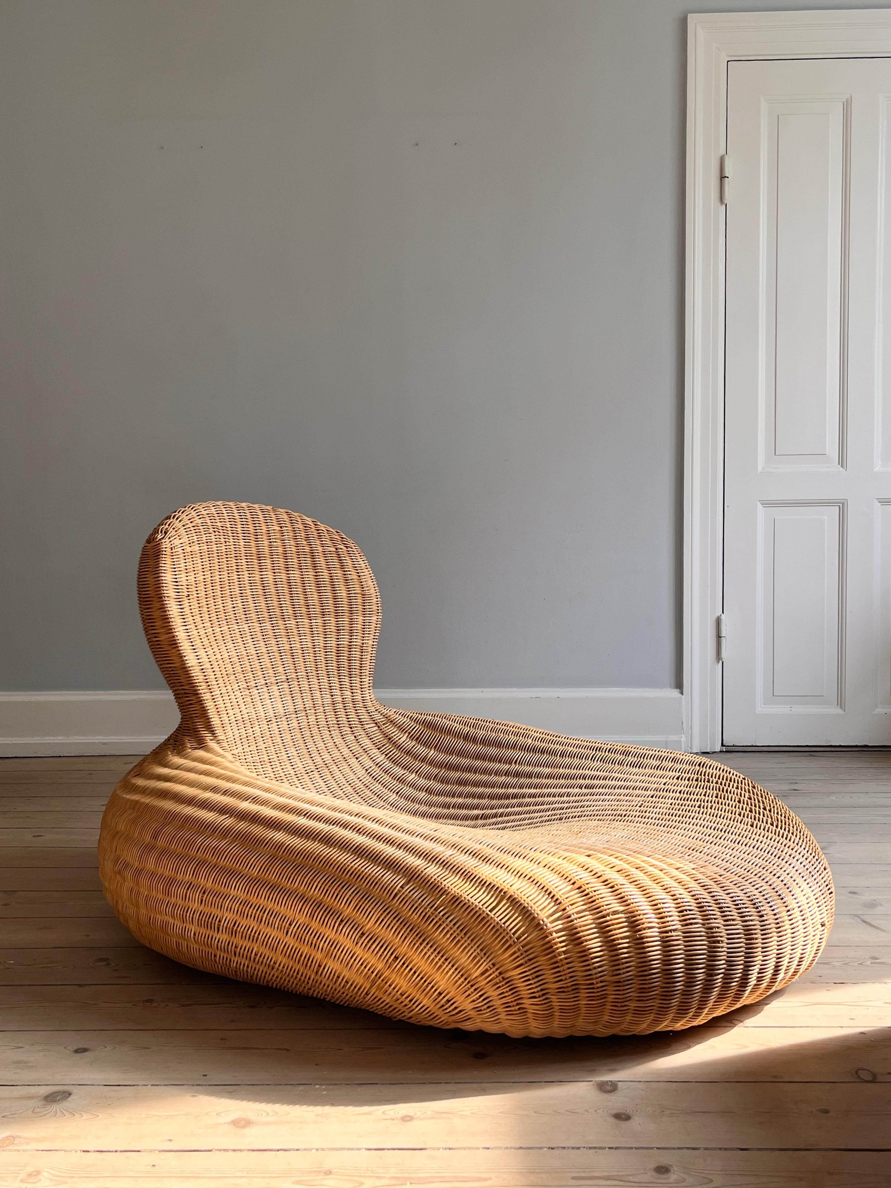 Contemporary Rattan / Wicker Vintage IKEA Handwoven Lounge Chair / Chaiselong 