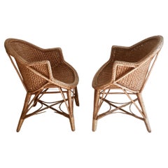 Set of two club chairs in Wicker from Madeira 1960s