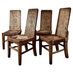 Dänische Volkskunst Brutalist Esszimmer Korb Rattan Stühle aus 1930er Jahren