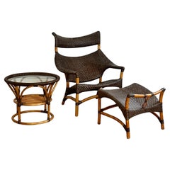Rattan / Wicker Bamboo Lounge / Living room set by Yuzuru Yamakawa.