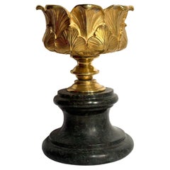 Gilt Bronze Candlestick with Empire Marble Base 19th Century