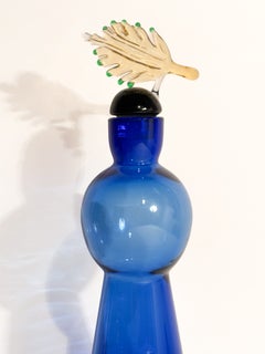 Bouteille en verre de Murano bleue « De Majo » de Yoichi Ohira, 1992