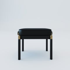 KAUNUS Astor Signature Adjustable Piano Bench in Matte Black Wood and Leather
