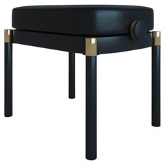 KAUNUS Astor Signature Adjustable Piano Bench in Matte Black Wood and Leather