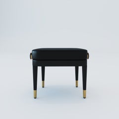 KAUNUS Lala Signature Adjustable Piano Bench in Matte Black Wood and Leather