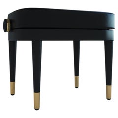 KAUNUS Lala Signature Adjustable Piano Bench in Matte Black Wood and Leather
